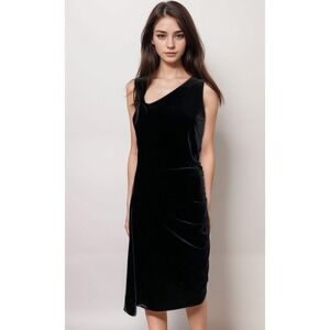 BCBGMAXAZRIA Mini Dress Sz S Black Velvet Bodycon Ruched LBD Cocktail Date Night
